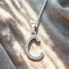 Round Cut Real Moissanite Customize C Letter Pendant 14K White Gold Plated
