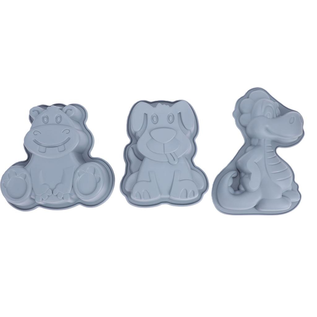 3pcs Cartoon Silicone Baking Mold Dinosaur Hippo Dog Shape Food Grade Non Stick Cute Cake Mold