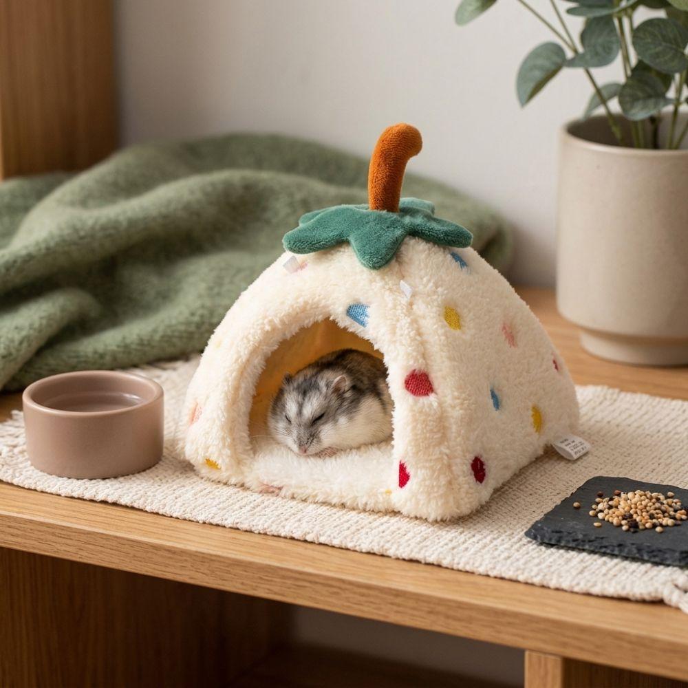 Breathable Plush Hamster Warm Bed Thickened Hamster Nest Cute Pet Cotton Hut Indoor Winter