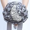 Handmade Wedding Bride Bridesmaid Bridal Bouquet Rose Holding Toss Artificial Flowers Bouquets with Satin Ribbon Rhinestone