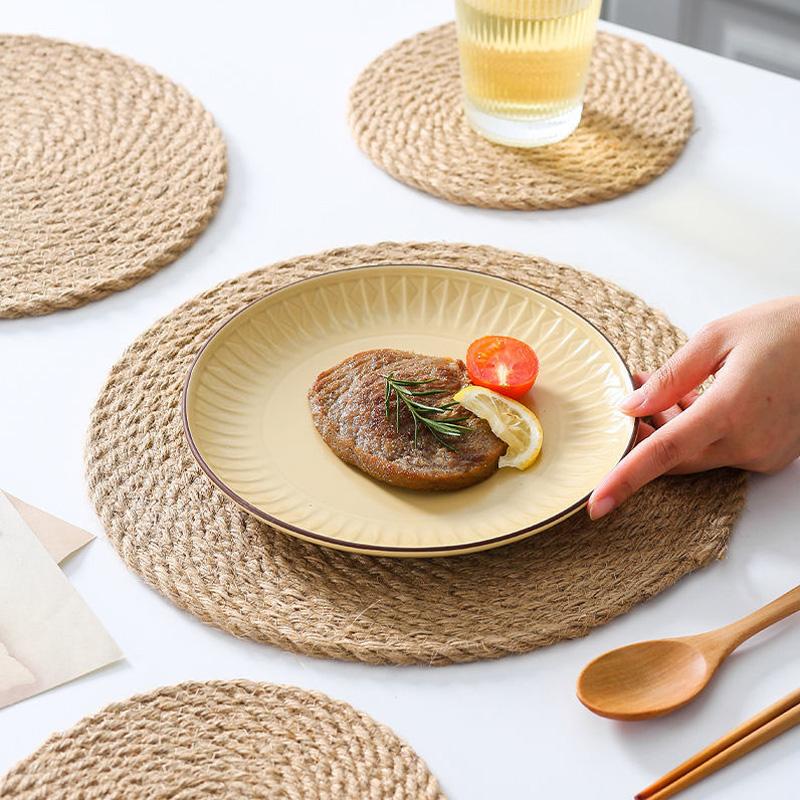 Hand Woven Insulation Pad Simple Natural Hemp Rope Placemat Countryside Linen Placemat