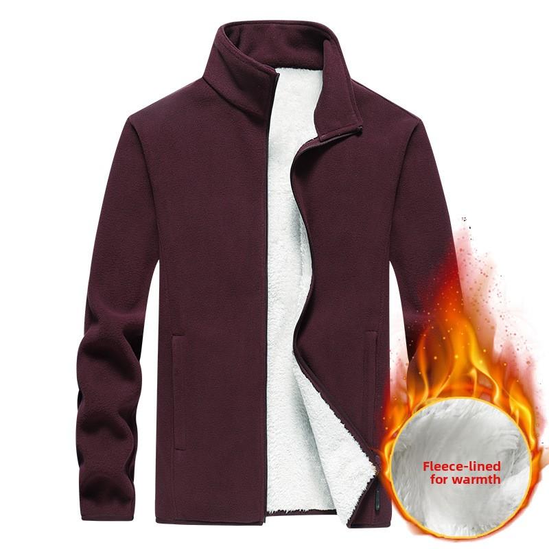 Флисовая куртка большого размера для мужчин Зимняя толстовка из полар-флиса Оверсайз Деловая куртка Джентльмен Стойка воротник