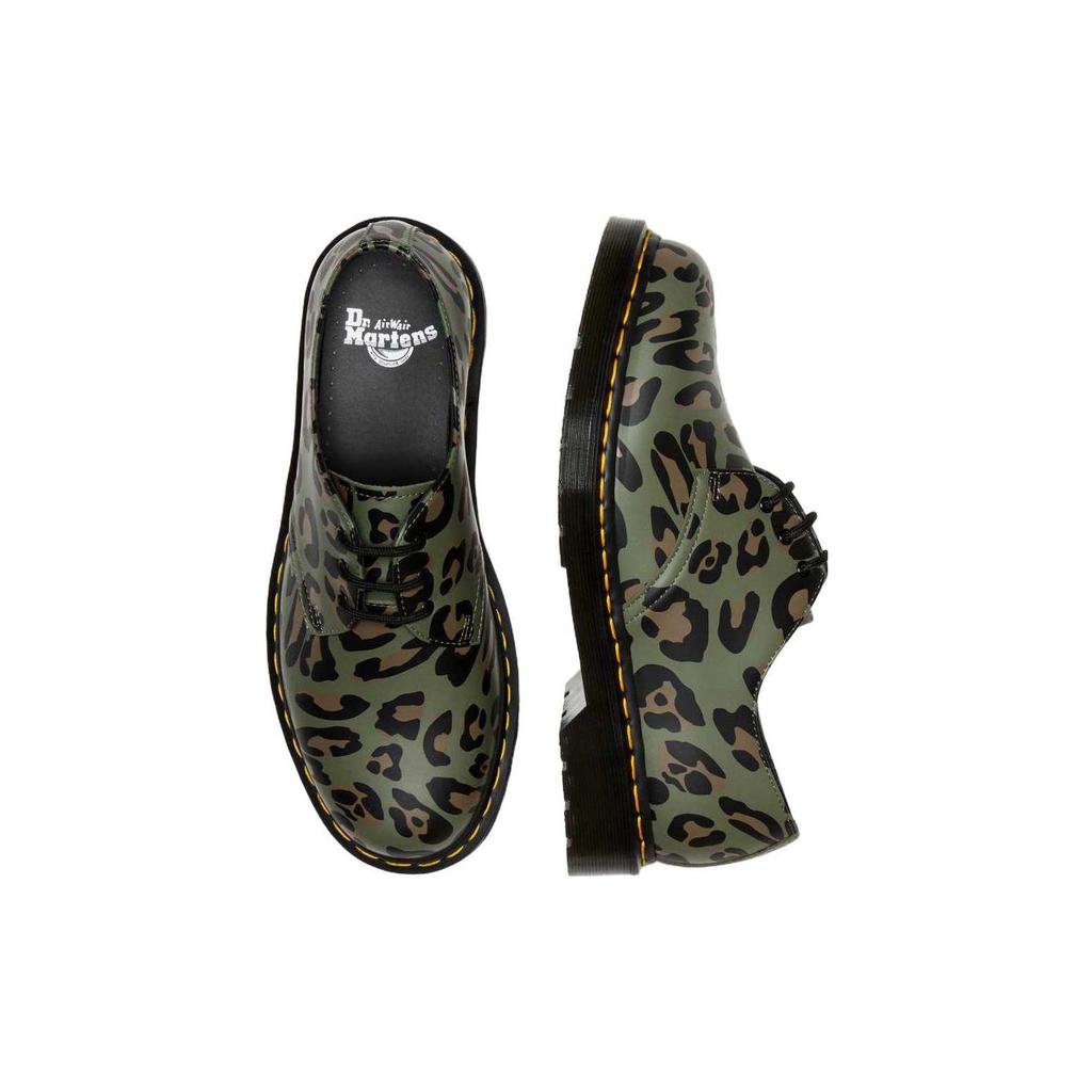 Dr. Martens Кожа Мода Леопардовый Принт Низкие Повседневные Кроссовки Унисекс Повседневная Обувь Хаки-Зеленый 27686384