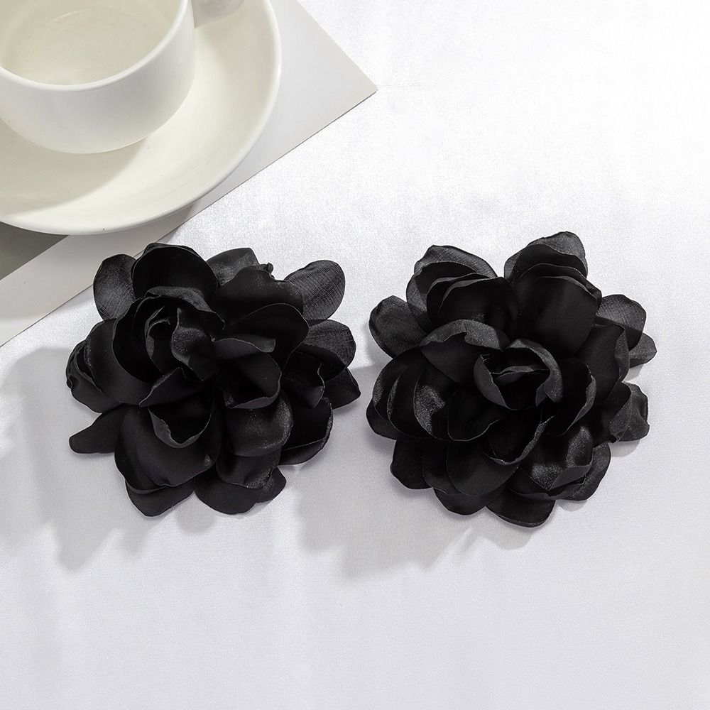 Fabric Big Flower Ear Stud Luxury Design Floral Eardrop Gifts Exaggerated Earrings Women Girls