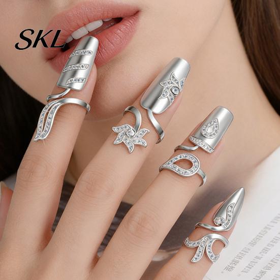 Non-scratch Nail Ring Universal Fit Ring, Lightweight Adjustable Opening Finger Jewelry, Versatile Geometric Design for Protecting Manicure
