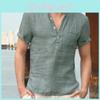 Летняя мужская футболка хенли топы повседневная свободная с V-образным вырезом с коротким рукавом пуловер футболка дышащая и удобная для повседневной носки