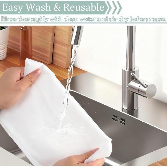 4PCS Nut Milk Bag, Food Grade Nylon Cheese Cloth Bag, Straining Reble Fine Mesh Strainer for Tea, Yogurt, Juice, Cheese, Soup, Herbs, Vegetable Juice