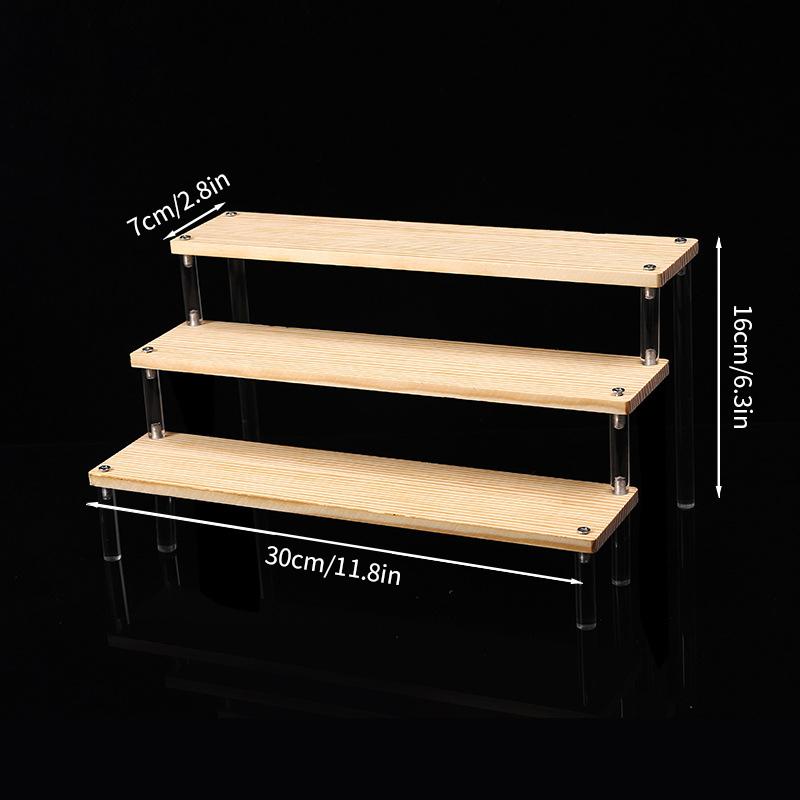 1-5 Tier Wood Acrylic Display Stand Cosmetic Organizer Display Riser Rack for Cupcake Perfume Doll Figure Shelf Home Storage