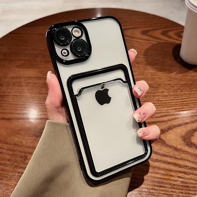 Прозрачный чехол для телефона с держателем для карт для Iphone 14 13 11 12 Pro Max Plus, защита объектива, противоударный силиконовый чехол-кошелек