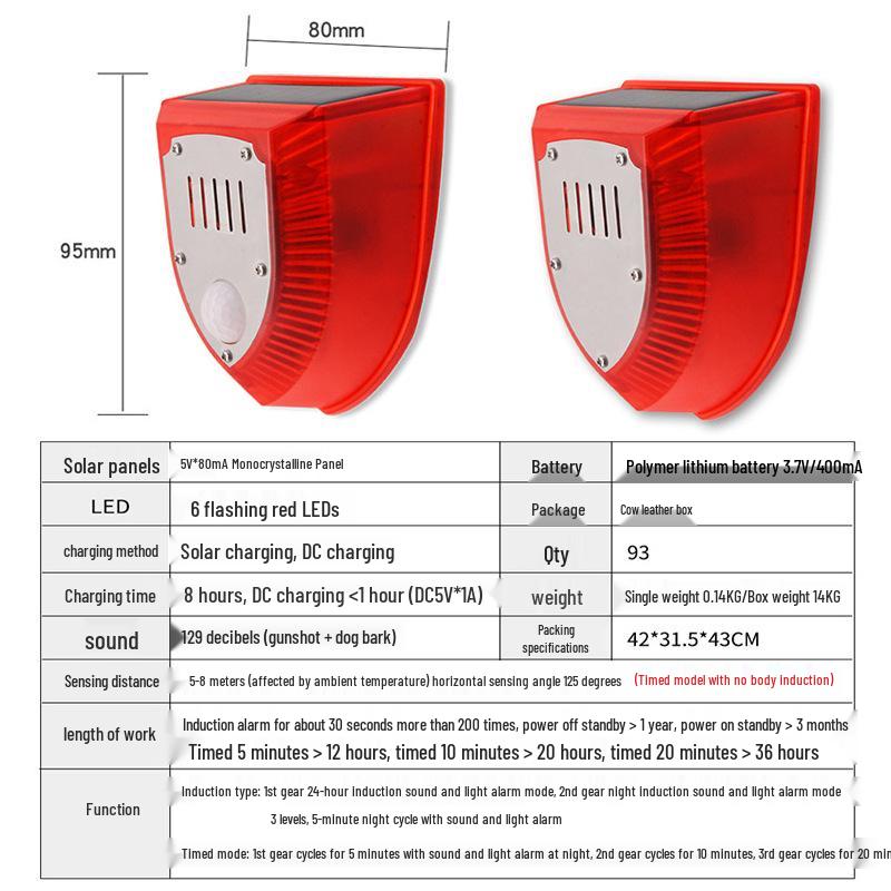 Солнечный инфракрасный датчик движения с сигнализацией и отпугивателем животных