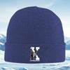 Figure holding gun white letter black background Men Women Unisex Knitted Hat Beanie Pullover Cap Winter Thermal Warm Christmas