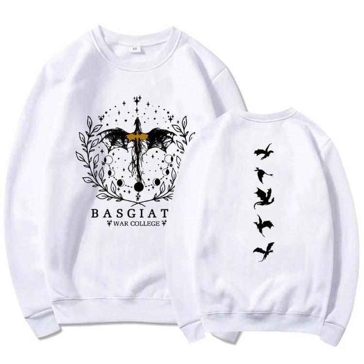 Vintage Women Long Sleeve Hoodies Pullover Casual Comfortable Fourth Wing Double Sided Sweatshirt Basgiath War College