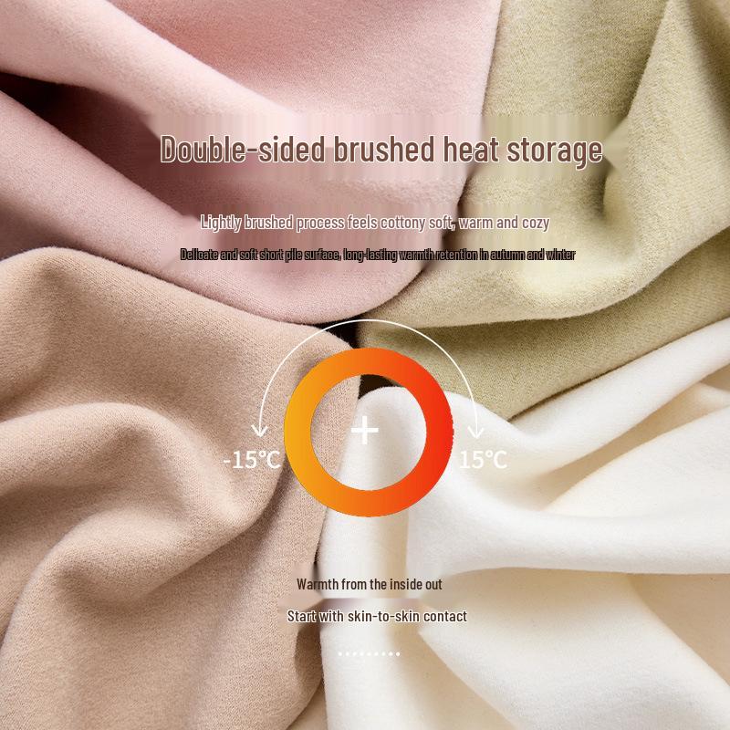 Женский утолщенный флисовый комплект термобелья облегающего кроя с круглым вырезом для осени и зимы