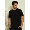 Black Men's Basic Slim Fit Crew Neck Short Sleeve Pajama Top