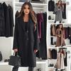 Women's Wool Trench Coat Notch Lapel Single-Breasted Peacoat Knee-Length Fall Winter Thick