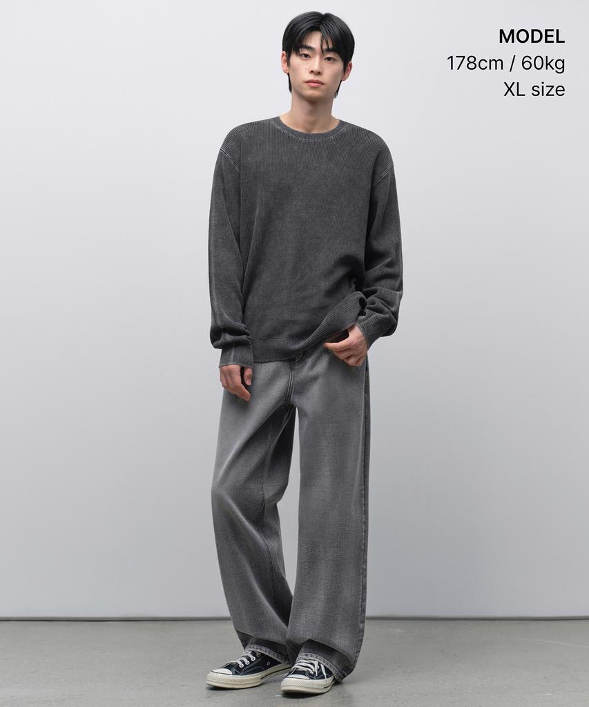 MUSINSA STANDARD Pigment Crew Neck Knit [Charcoal Gray]