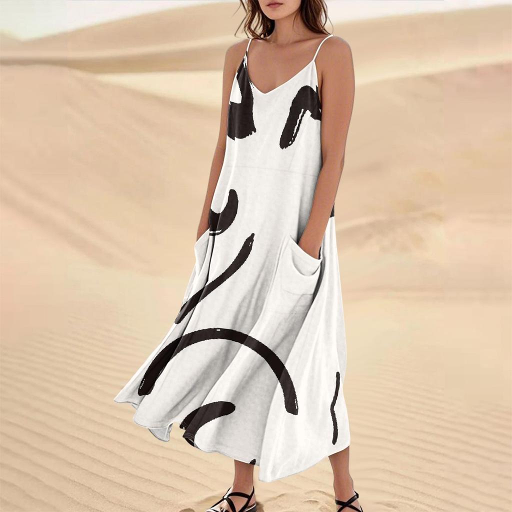 Женское летнее платье, повседневные свободные длинные пляжные платья для отдыха