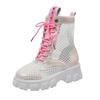 New Thick Sole Pink Boots Woman Plus Size 43 Breathable Mesh Chunky Platform Ankle Boots Women Shoes Botas De Mujer 2024