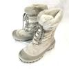 Columbia Теплые Водонепроницаемые Снежные Ботинки на Подкладке 24.0 UK5.5 Серо-бежевые(ИСПОЛЬЗОВАЛ)