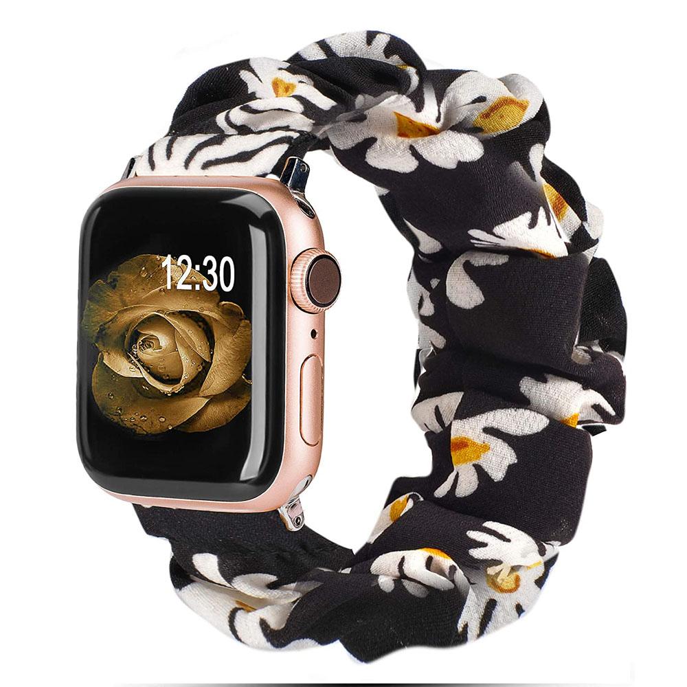 Ремешок-скранчл для Apple watch band 44мм 40мм 41мм 45мм 38 42мм 49мм Эластичный нейлоновый браслет iWatch series 3 6 se 7 8 9 ultra 2