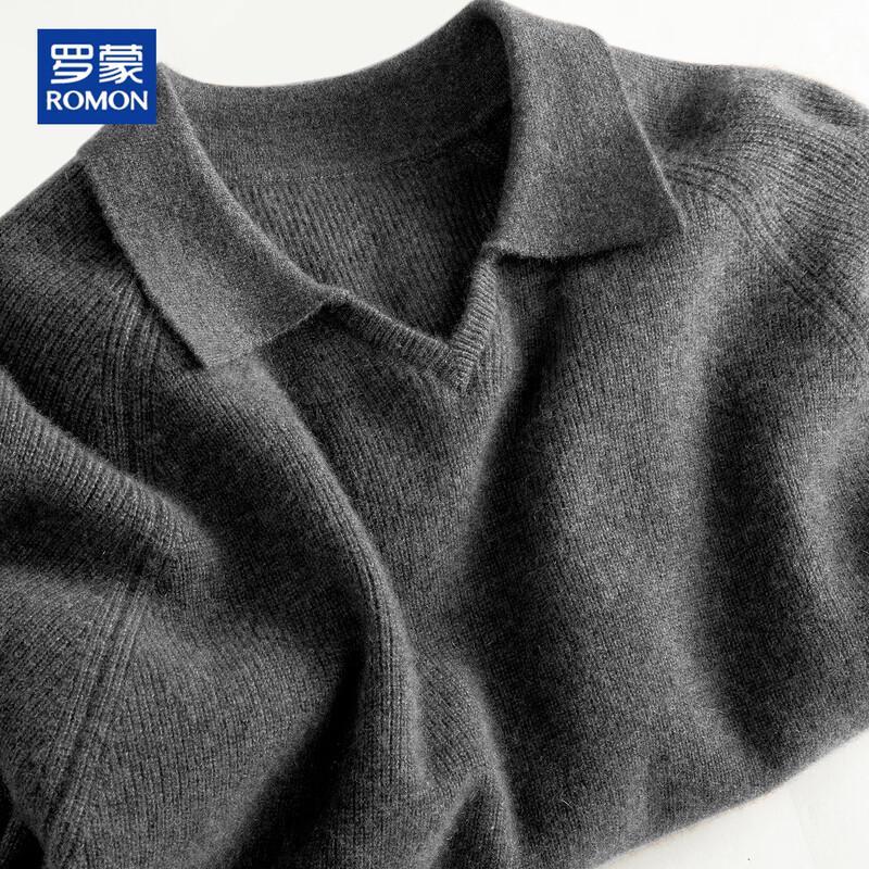 ROMON Men's Pure Cashmere Thickened Lapel Sweater