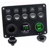 Dual USB Socket 5 Gang Switch Panel 12V/24V LED Voltmeter Power Outlet ON-OFF Toggle For Car  Car