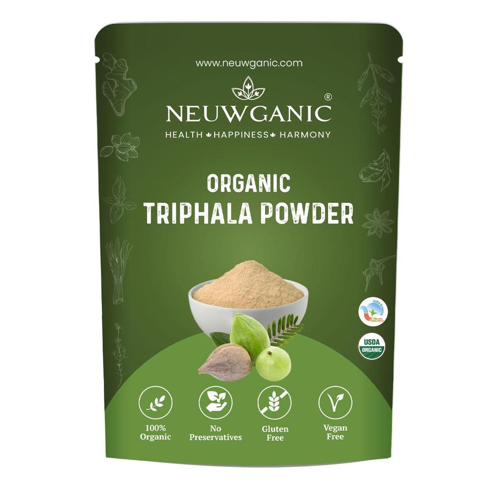 Neuwganic Органический порошок Трифала 200 г - Сертифицировано как органический в Индии и USDA - Трифала Чурна для быстрого облегчения изжоги и вздутия живота - 1 упаковка