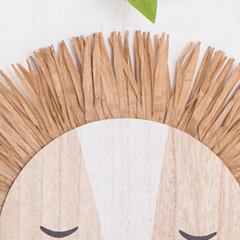 Cartoon Lions Hangings Decorations Creative Animal Head Ornament Handwovens Raffias Wall Decors for Farmhouses Bedroom Home