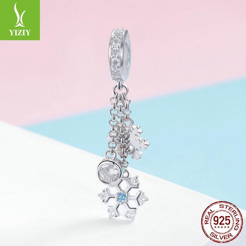 Winter Snowflake Silver Pendant S9 Platinum Plated Ladies Beaded Bracelet Necklace Accessories Scc1020