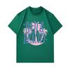 Men's 100% Cotton Crew Neck Short Sleeve T-Shirt, Casual Bad & Beachy Letter Print Palm Sun Pattern Soft Breathable Summer Daily Tees for Beach Vacati