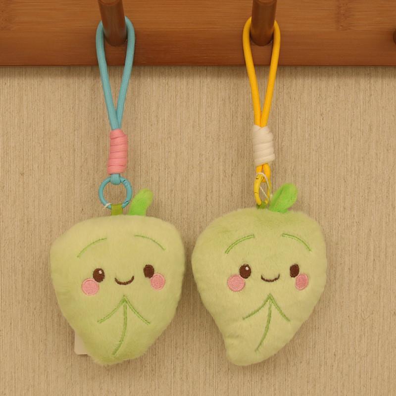 Cute Green Leaf Plush Doll With Pp Cotton Filling For Bookbags