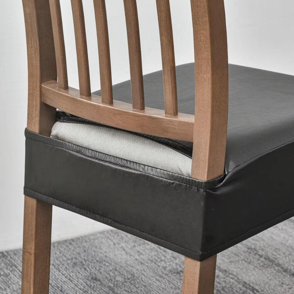 Square Shape Waterproof Seat Protectors PU Leather Elastic Chair Slipcover Kitchen Use