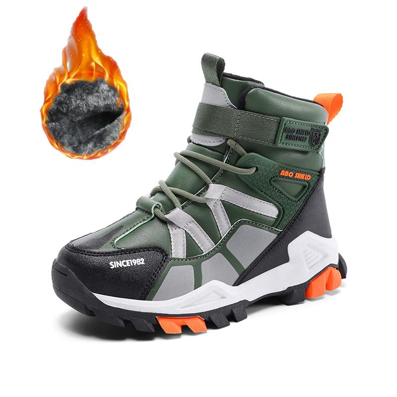 31-40 Children's Winter Large Fashion Outdoor Velcro High Top Plush Warm Cotton Boots Snow Boots