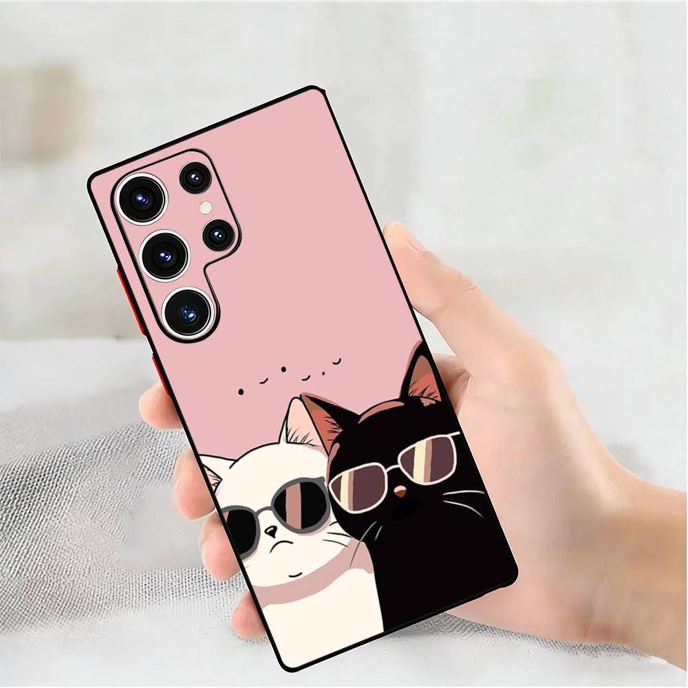 Силиконовый чехол для телефона с принтом черного кота для Samsung Galaxy S 24,22,20,23,21,20 Ultra Plus Lite 5G
