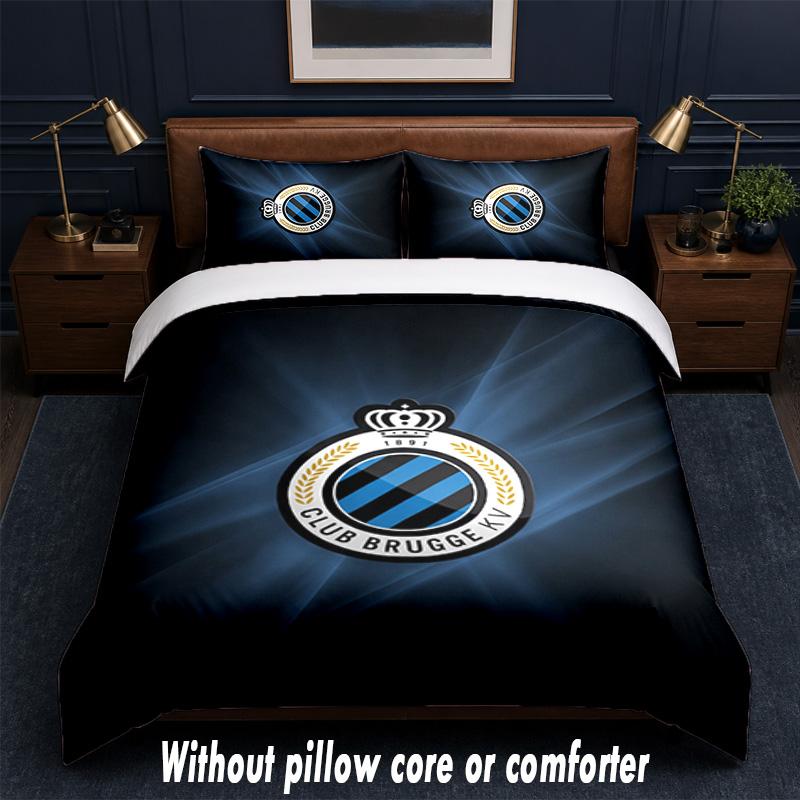 Club Brugge FC Design Bed Bedding Set 1 Duvet Cover + 2 Pillowcases Soft Breathable Household Bed Linens