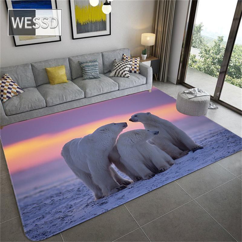 Милый ковер с полярным медведем для детской комнаты, 3D ковер с животными, ковер для гостиной, фланелевая губка, коврик для ванной, впитывающий домашний декор, ковер для прихожей