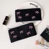 Bow Embroidery Pencil Case, Cosmetic Storage Bag, Cosmetic Bag