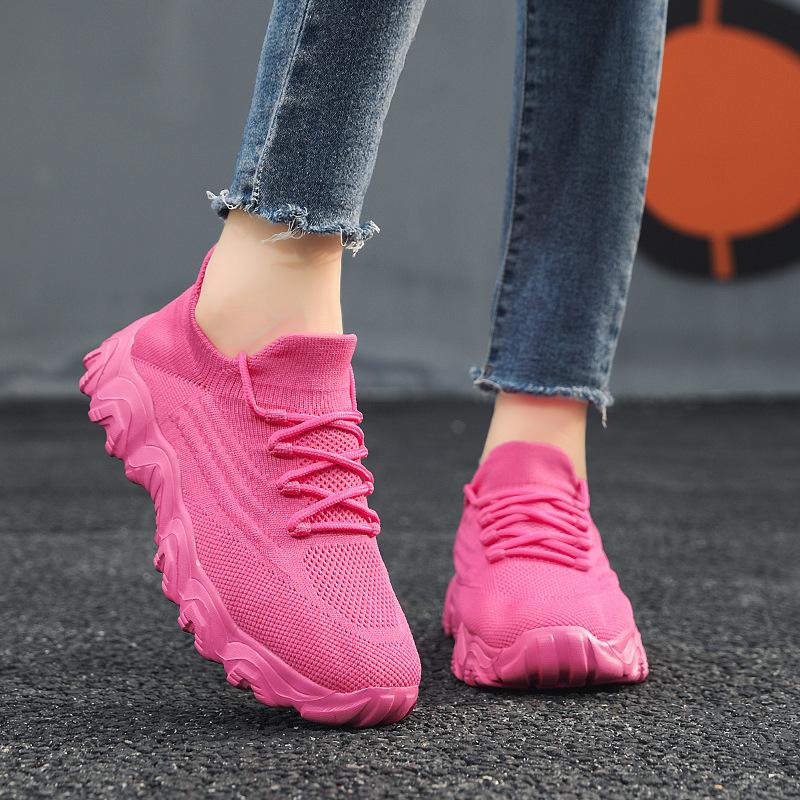 Новая женская спортивная обувь из летучего трикотажа весна-лето мягкая подошва повседневная материнская сетчатая обувь низкий верх беговые студенческие туфли тренд