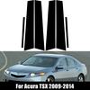 6 шт., подходит для Acura TSX 2009-2014, глянцевый черный материал из поликарбоната, зеркальный эффект, центральная часть окна двери, средняя часть стойки стойки, отделка для колонки