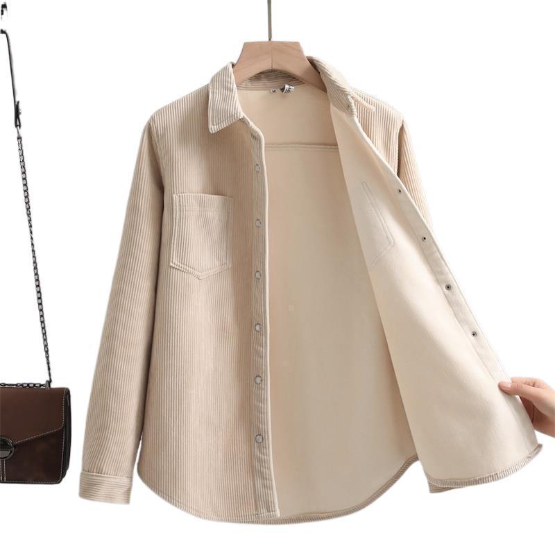 Женская вельветовая рубашка на флисовой подкладке: Тонкий, теплый и универсальный для коллекции Осень/Зима 2025