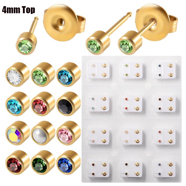 12Pairs Surgical Steel Gold&Silver Color Ear Studs Cartilage Helix Lobe Conch Piercing Earrings Fashion Piercing Body Jewelry