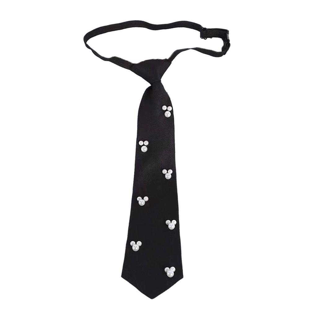 Elegant Preppy Style Women Pearl Tie Bead Long Necktie Versatile Academic College Shirt Necktie Uniform Accessories