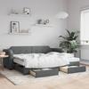 VidaXL Daybed with Trundle and Drawers Dark Grey 90x200 Cm Fabric 3197671