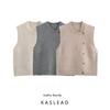 Kaslead New Arrival Women's Clothing Fashion Style Fashion Round Neck Button Split Placket Knitting Sleeveless Waistcoat Vest