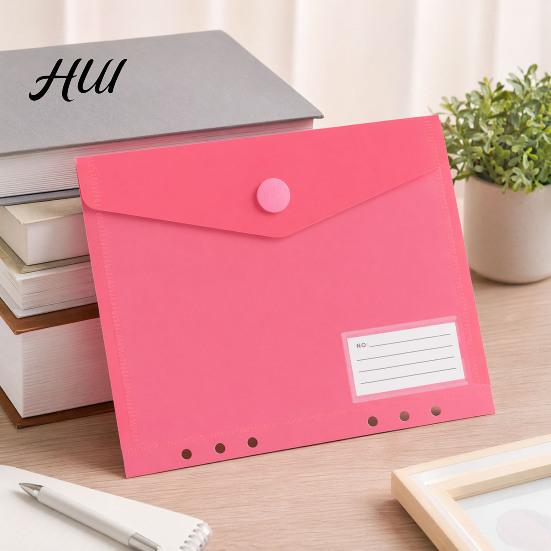 Data Retrieval Organizer Plastic File Folder with Label Pocket, Hook And Loop Closure Clear Document Binder Poly Envelope Folder, A4/A5/A6 Waterproof