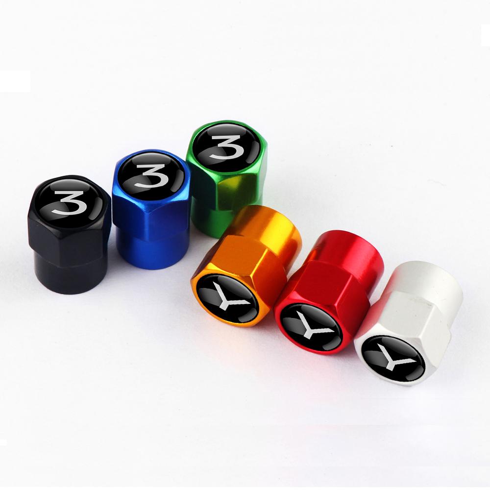AAAIM1 4Pcs Car Wheel Tires Valve Stem Caps Badge Decoration For Tesla Model 3 Model Y Model S Model X Cybertruck Roadster SpaceX