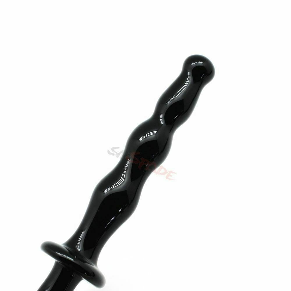 Black Glass Anal Beads Butt Plug Double Ended Dildo Fetish Anal Balls & Beads