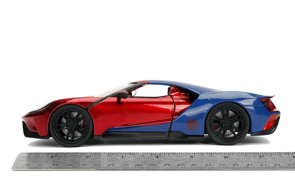 Jada 99725 Hollywood Rides 2017 Ford GT Spider-Man Figure, 124 Scale, Red/Blue