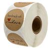 500pcs 1.0 Inch Round DIY Hand Made Handmade With Love Label Wedding Stickers Adhesive Sticker Kraft Round Labels