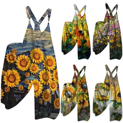 Женский модный свободный повседневный комбинезон с широкими штанинами и принтом больших размеров на спине